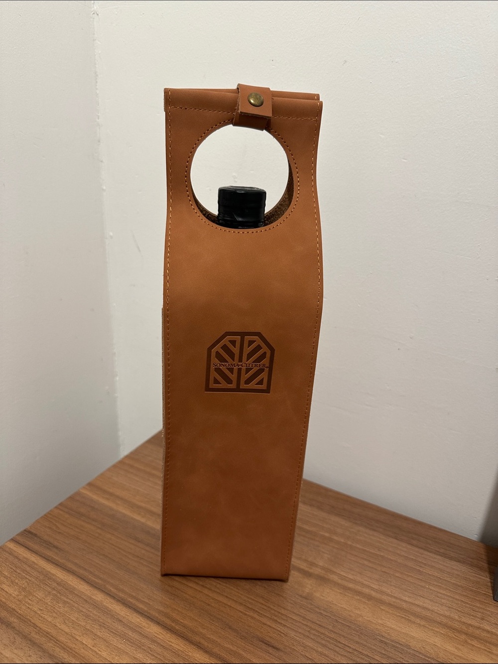 Sonoma Tan Leather Tote with Embossed Logo